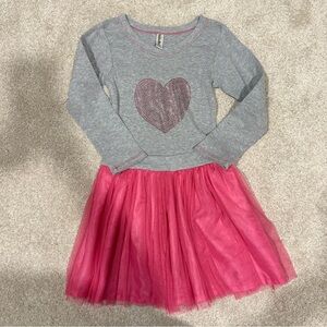 Mignone Gray and Pink Heart Dress Sz 4